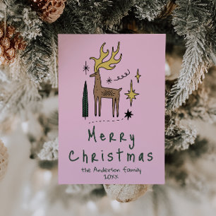 Reno de Navidad Pintado a Mano Feliz Navidad No-Fo