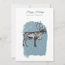 Reno de Navidad Vintage Nieve Invierno Azul Modern
