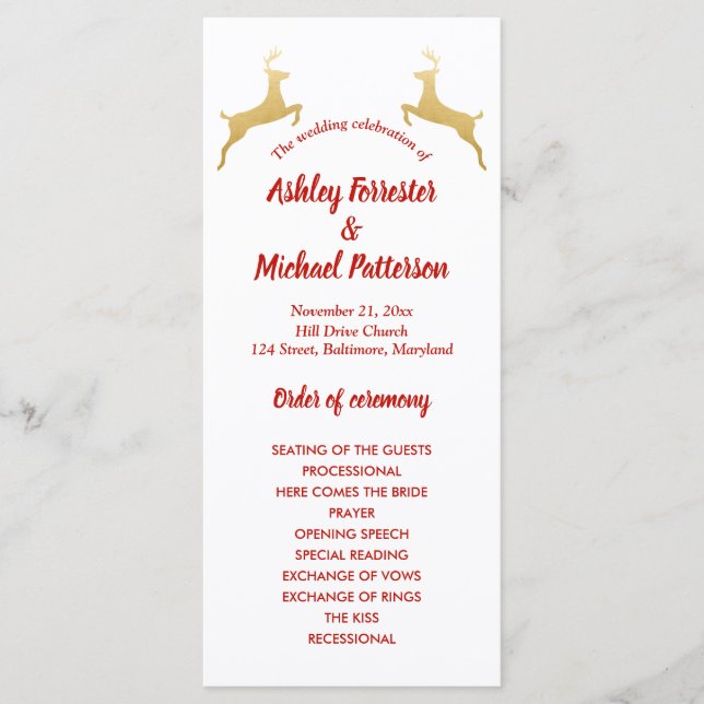 Reno de oro | Navidad | Programa de boda (Anverso)