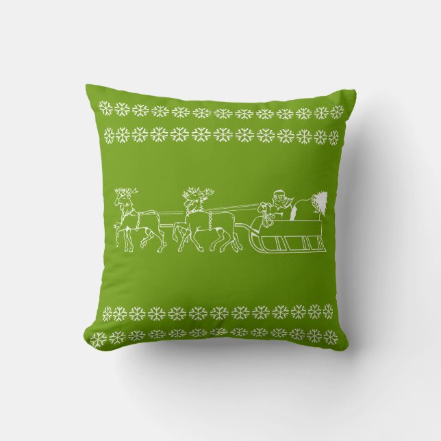 Reno de Santa y árbol en blanco sobre una almohada (Anverso)
