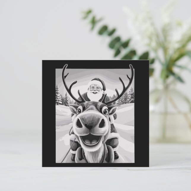Reno divertido selfie Navidad Santa (Anverso de pie)