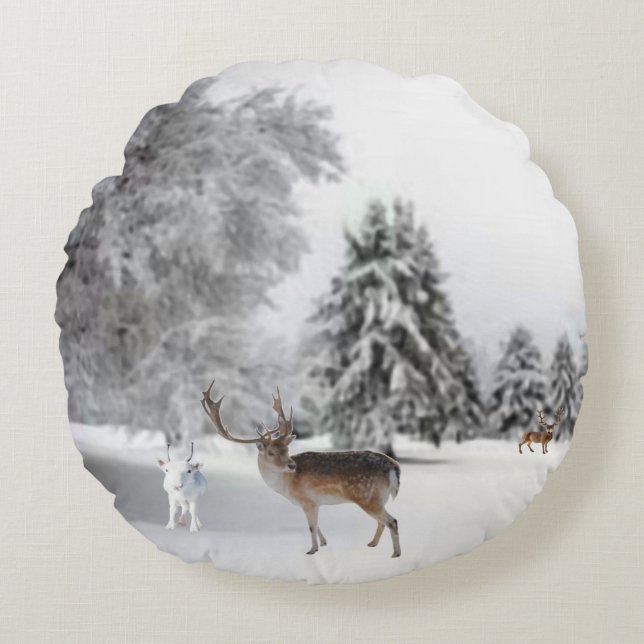 Reno en la almohada de la nieve redonda (Anverso)