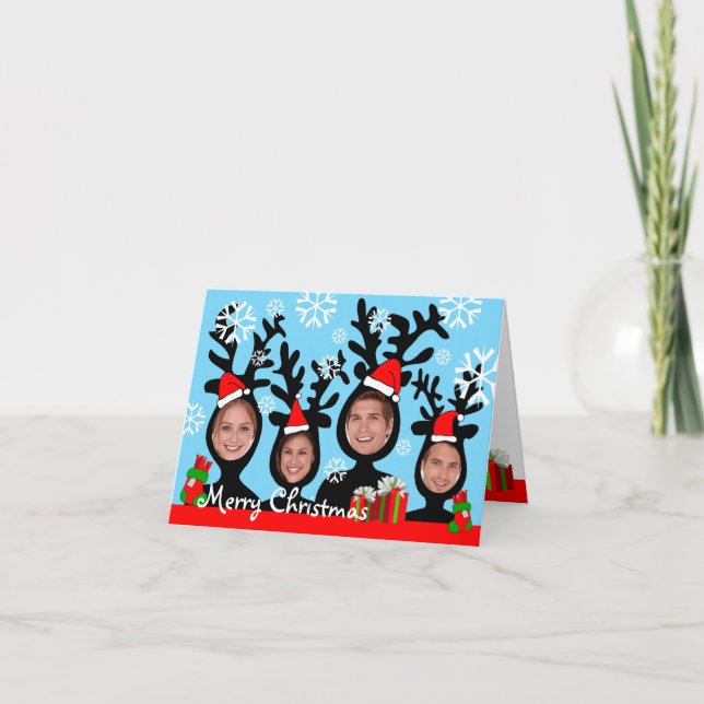Reno Feliz Navidad Añadir tarjeta fotográfica 1 (Anverso)