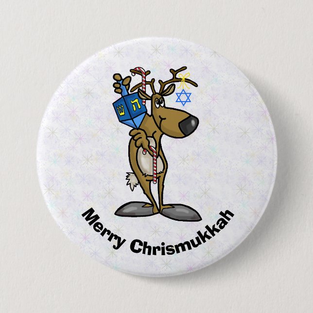 Reno judío con botón Dreidel Chrismukkah (Anverso)