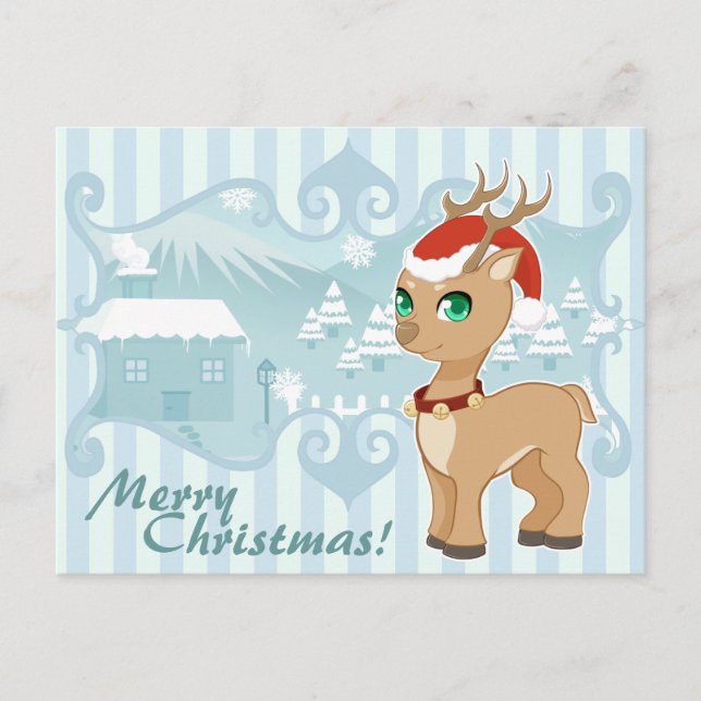 Reno lindo del dibujo animado del navidad del (Anverso)