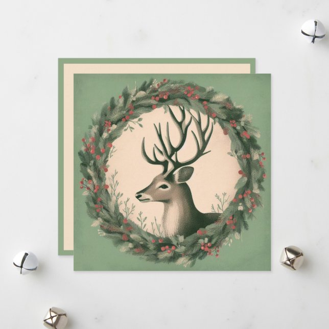 Reno Navideño con Corona de Navidad (Anverso/Reverso In Situ)