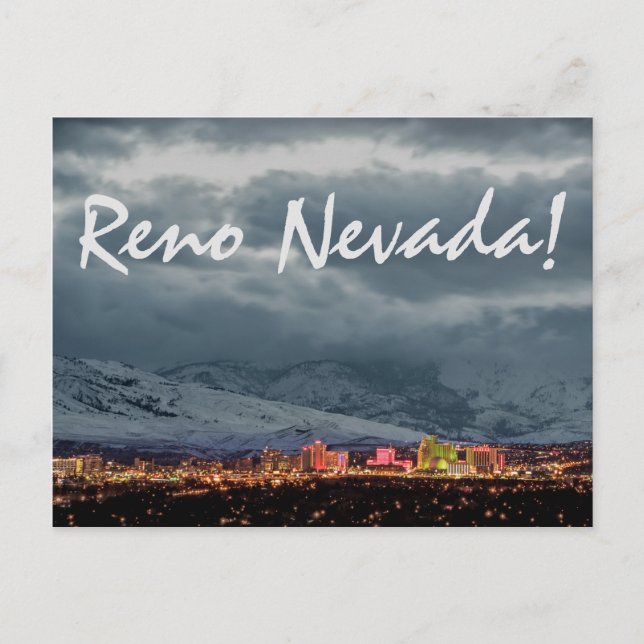 Reno Skyline en la postal nocturna (Anverso)
