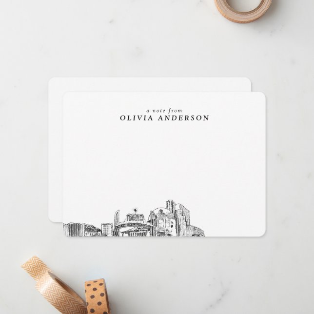 Reno Skyline Sketch Tarjetas de notas modernas per (Anverso/Reverso In Situ)