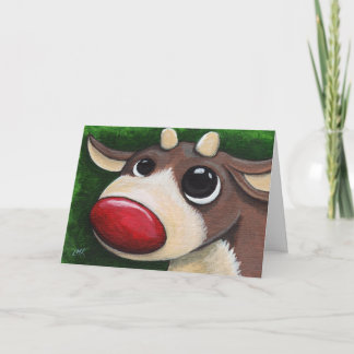 Reno sospechado rojo - tarjeta de Navidad
