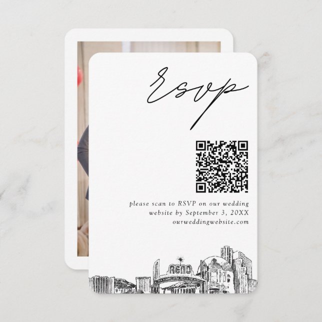 Reno Wedding RSVP Código QR Tarjeta de cierre pequ (Anverso / Reverso)