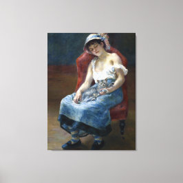 Renoir Chica Durmiente Con Arte Clásico De Gato
