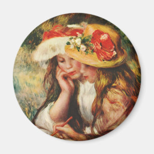 Renoir dos chicas que leen en el imán del jardín