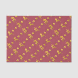 Renos dorados en papel rojo