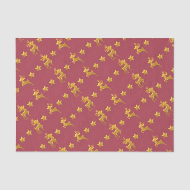 Renos dorados en papel rojo (Anverso)