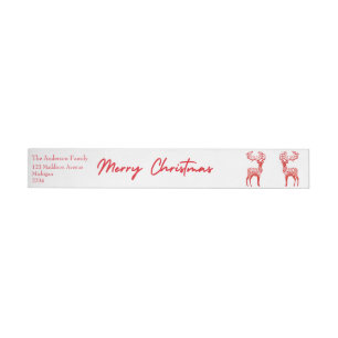 Renos nórdicos rojos Feliz Navidad