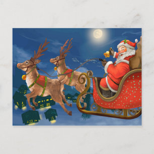 Renos tirando del trineo de Santa Claus   Navidad