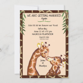 Renovación de Boda de Cute Giraffe vota invitacion