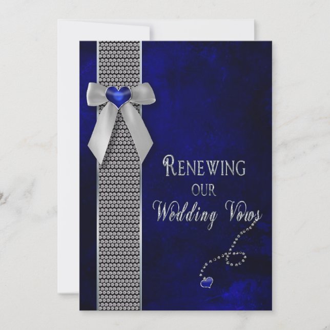 Renovación de Bodas Vows invitaciones Cobolt Blue (Anverso)