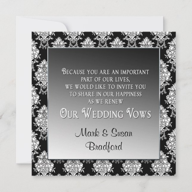 RENOVACIÓN DE LA INVITACIÓN DE VOTOS BODAS - NEGRO (Anverso)