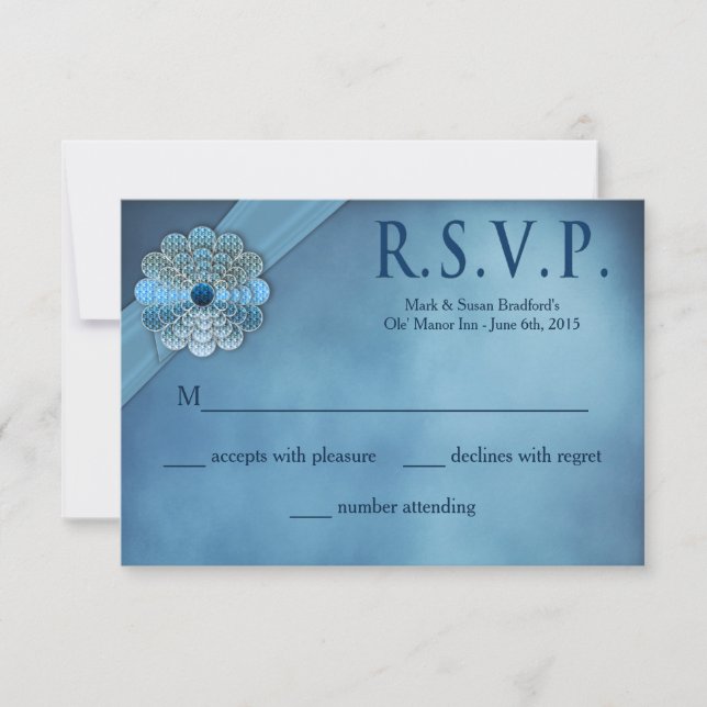 Renovación de votos Bodas - Blue Elegant - Tarjeta (Anverso)