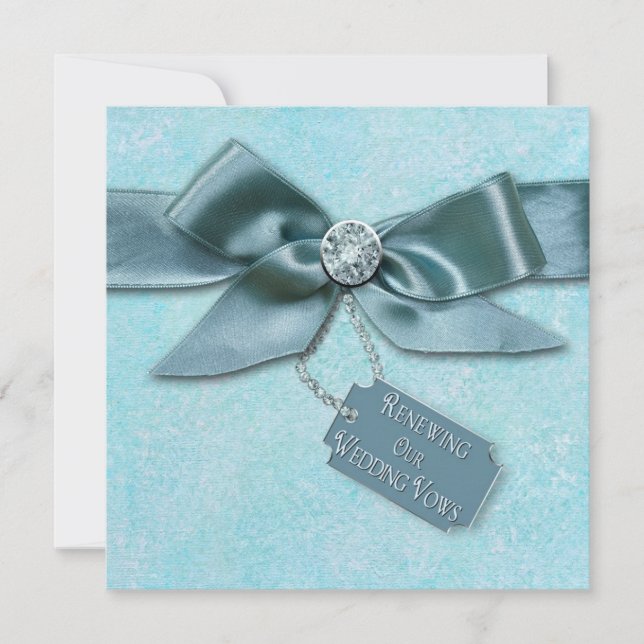 RENOVAR LA INVITACIÓN DE VOTOS BODAS - AZUL/RIBÓN (Anverso)