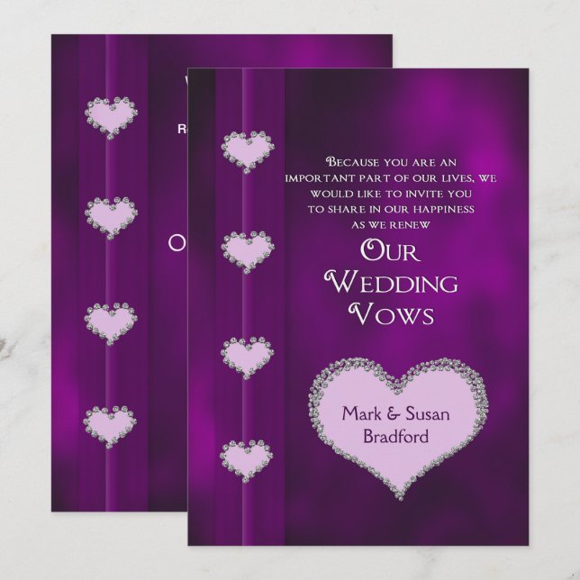 RENOVAR LA INVITACIÓN DE VOTOS BODAS - PURPLE - CO (Anverso / Reverso)