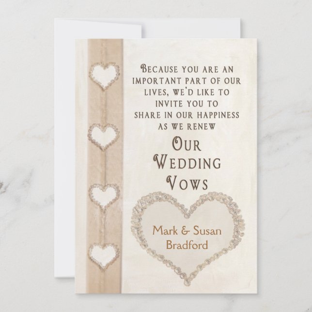 RENOVAR LA INVITACIÓN DEL BODA DE VOTOS: CORAZONES (Anverso)