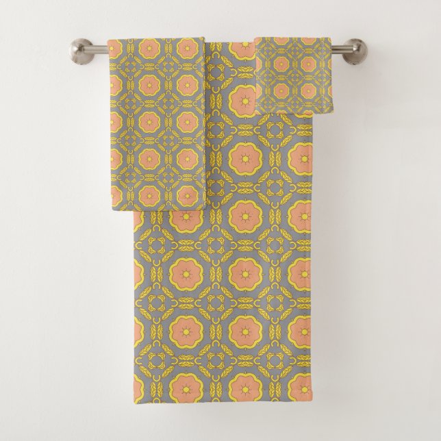 repeating geometric pattern with orange and yellow (In situ)