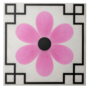 Repisas de baldosas decorativas de flor rosa