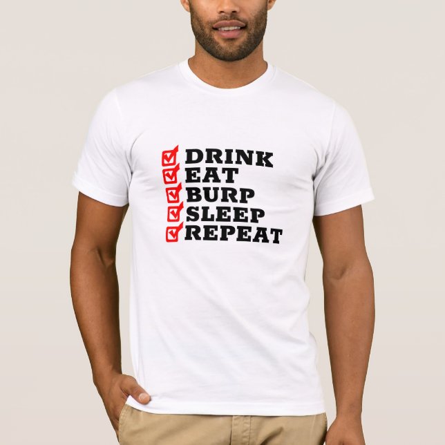 Repito de sueño de BEBER Burp - Divertida camiseta (Anverso)