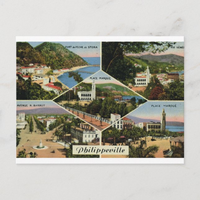 Réplica de postal antigua Argelia, Philippeville (Anverso)