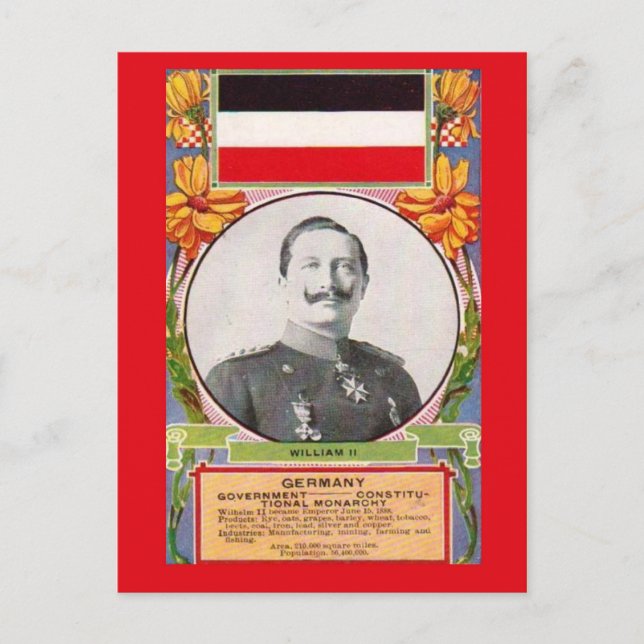 Réplica de    postal vintageKaiser Wilhelm II (Anverso)