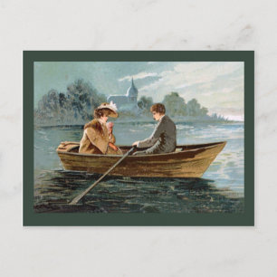 Réplica postal de la época, amantes en un bote