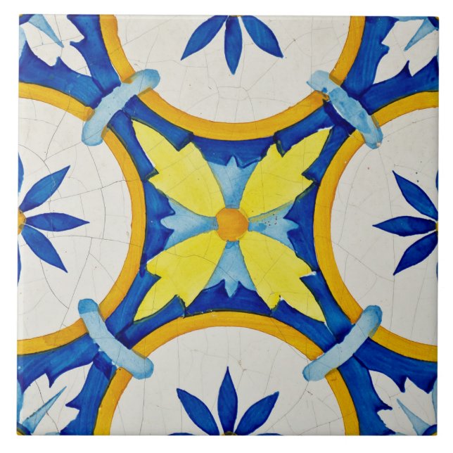 Repro Azulejos Portugués Geométrico Amarillo Azul  (Frente)