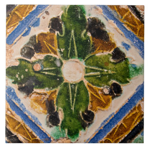 Repro Español Geométrico Azulejos Azul Verde