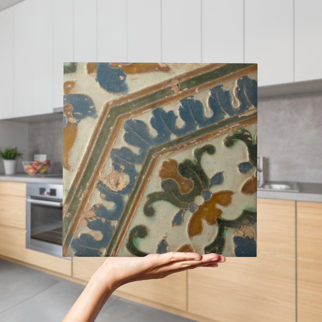 Repro Español Geométrico Azulejos Floral Tile Verd (Repro Spanish Geometric Azulejos Floral Green Tile
)