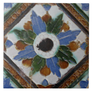 Repro Español Geométrico Azulejos Floral Tile Verd