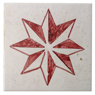 Repro Español Geométrico Azulejos Rojo Floral