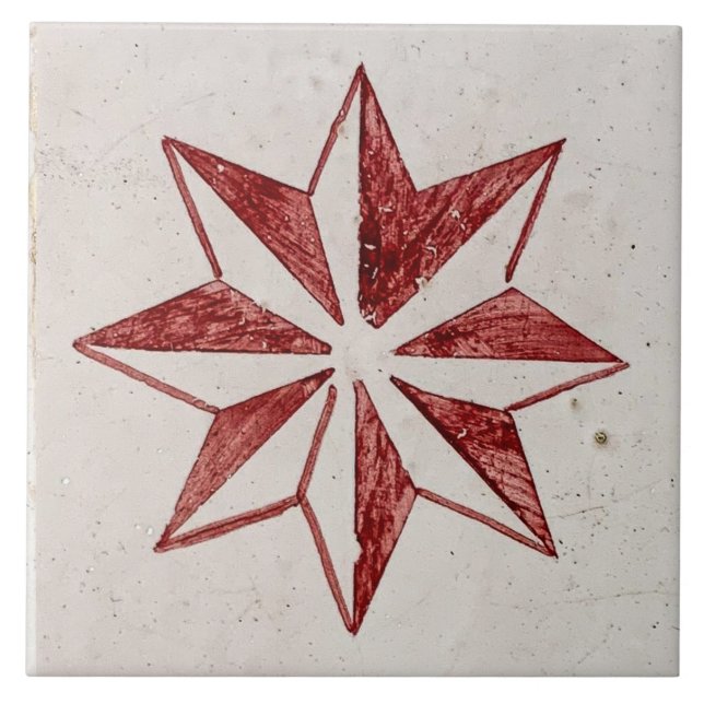 Repro Español Geométrico Azulejos Rojo Floral (Frente)