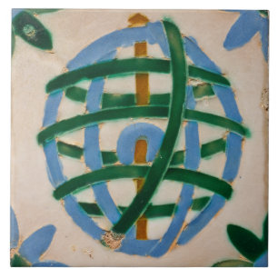 Repro Español Geométrico Azulejos Verde Azul