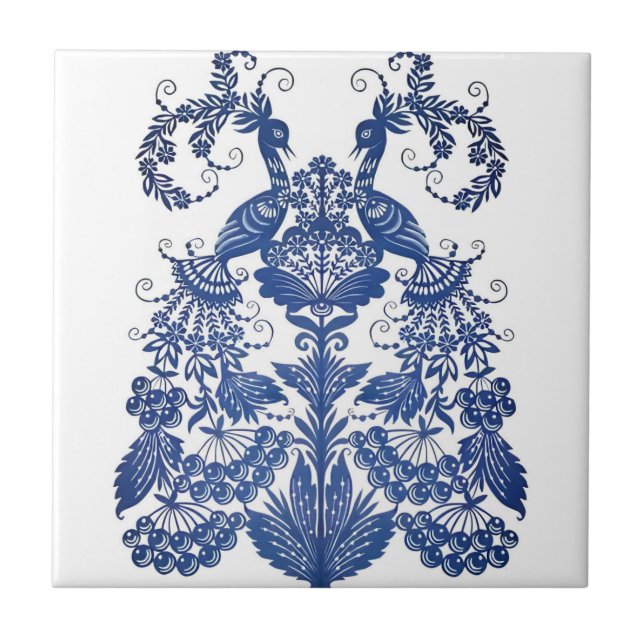 reproducciones de azulejos delft pavo real de lujo (Frente)
