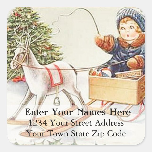 Reproduciendo etiqueta de dirección navideña Santa (Anverso)