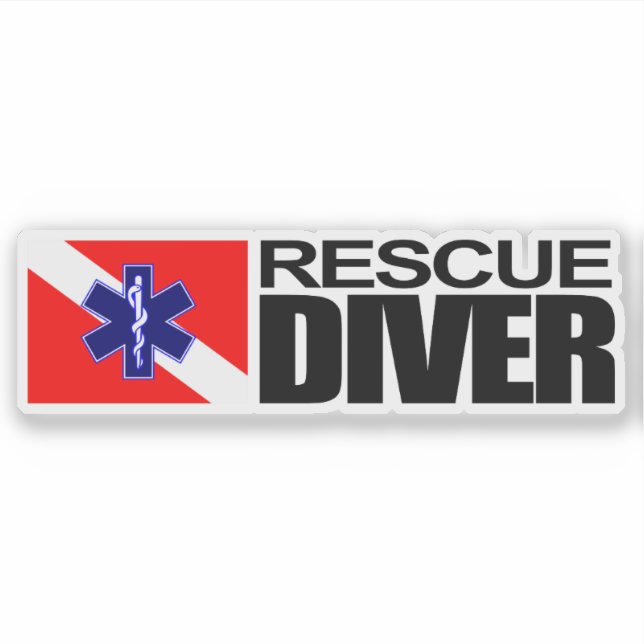 Rescue Diver Pegatina Rectangular (Anverso)