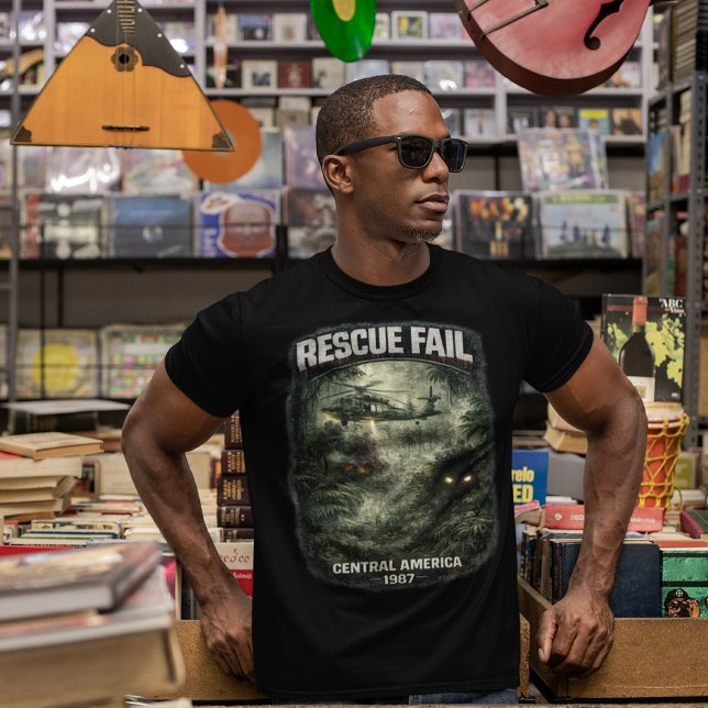 Rescue Fail Camiseta oscura para hombres (There’s something out there waiting for us… and it ain’t no man.)