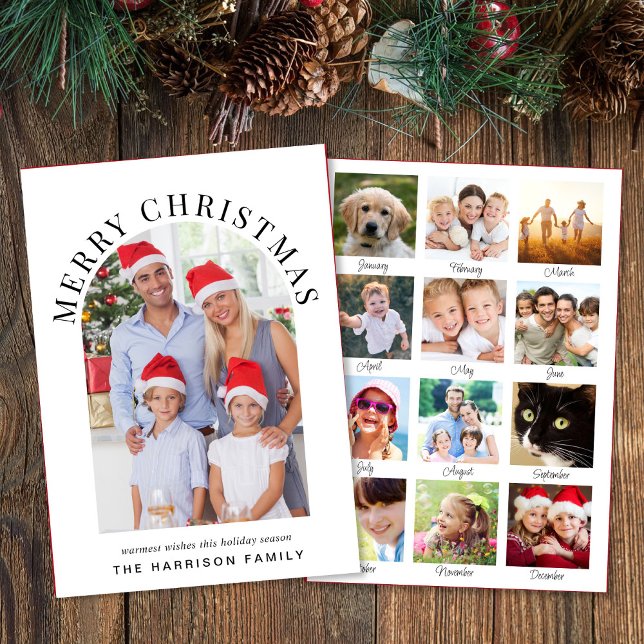 Reseña del año fotográfico de Feliz Navidad Arch (This holiday season, let your family's smiles and memories shine on our year in review photo card)