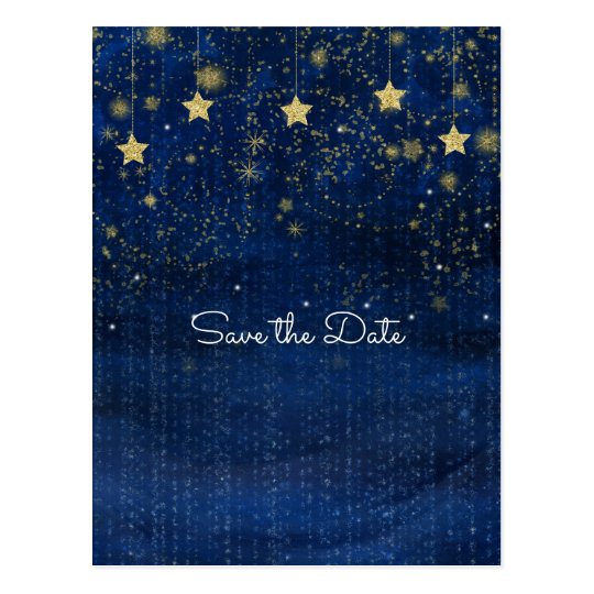 Reserva celestial estrellada brillante del azul y postal