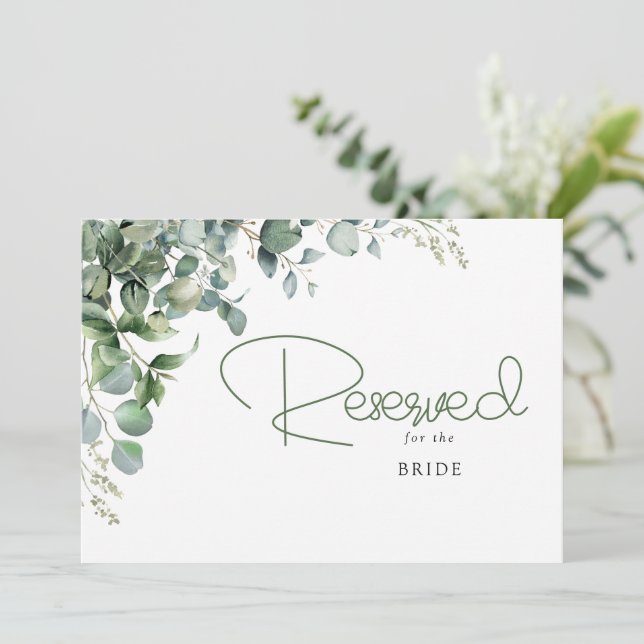 Reserva de boda de hojas de eucalipto elegantes ve (Anverso de pie)
