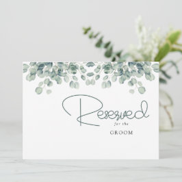Reserva de boda de hojas de eucalipto elegantes ve