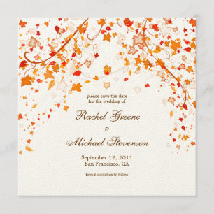 Reserva del follaje de otoño la invitación de boda