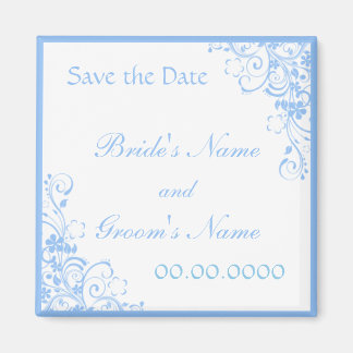 Reserva floral azul el imán del favor del boda de 